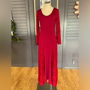 Red ballroom dance dress.